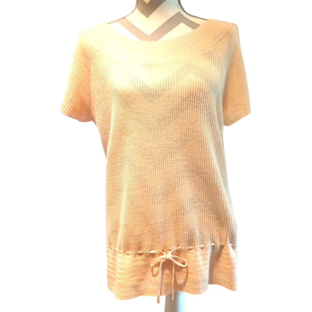 LAUREN RALPH LAUREN 100% LINEN KNITTED SOFT PEDAL PINK BLOUSE XL